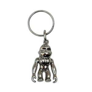 Kipling Silver Metal Monkey Key Chain Ring Bag Charm